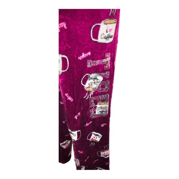 Dark red cozy coffee theme sequin printed‎ loungewear pajama pants size XL new - Picture 9 of 17